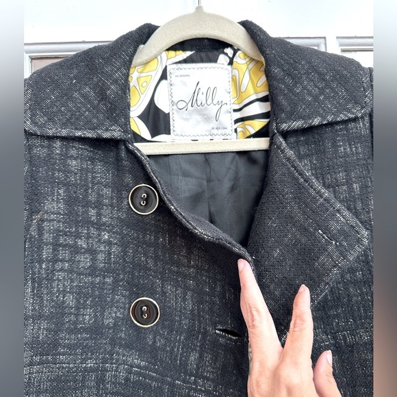 Vintage An Original Milly of New York Double-Breasted Blazer Silk Linen Size 4 S - Picture 2 of 13